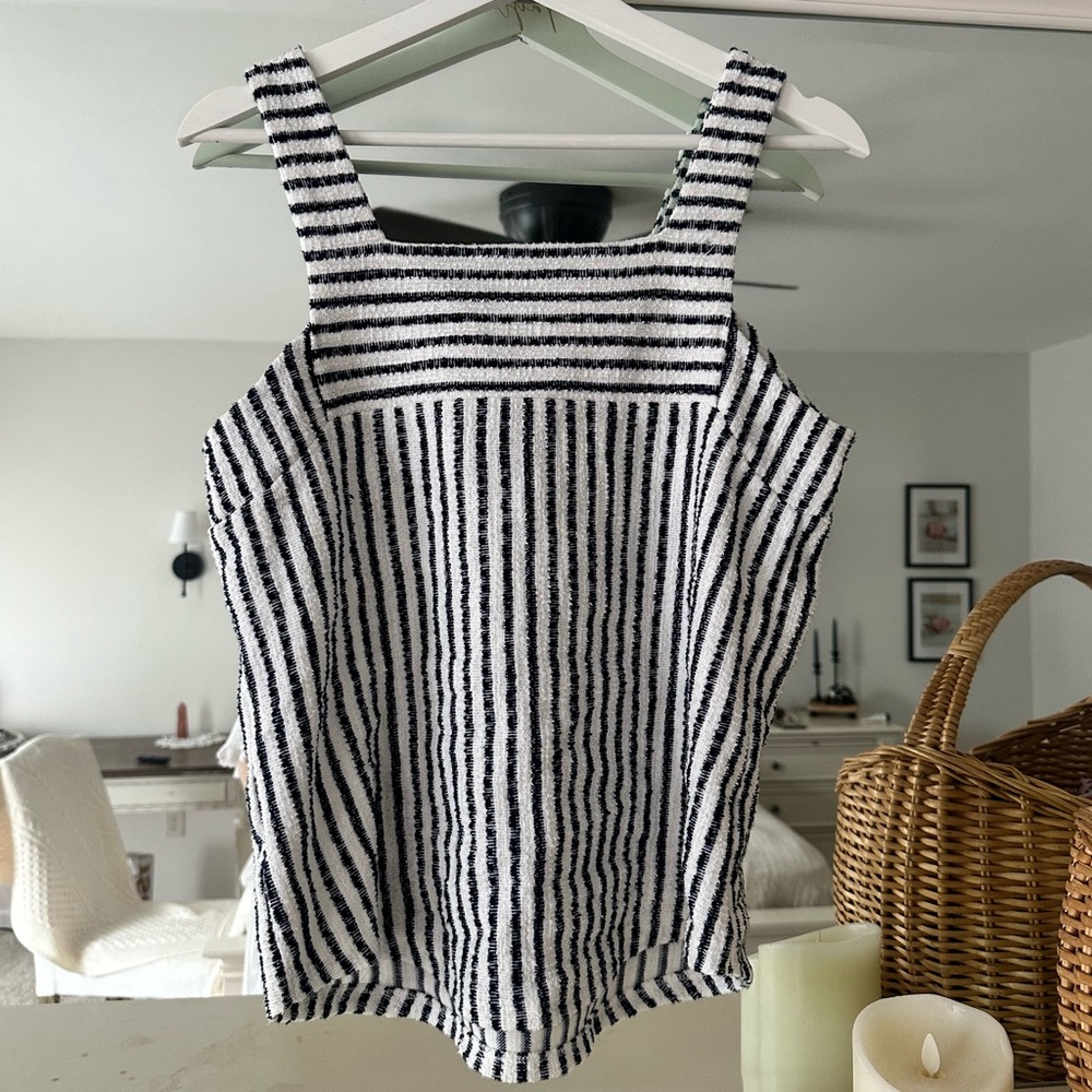 Coastal Striped Black and White Top